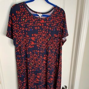 EUC xl Lularoe Carly dress, navy background
